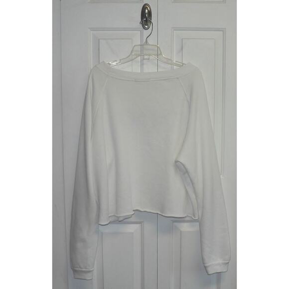 Wildfox Hearts Call Me Boo Cropped Raw Hem LS Sweatshirt in White/Black XL $130 - Picture 3 of 3
